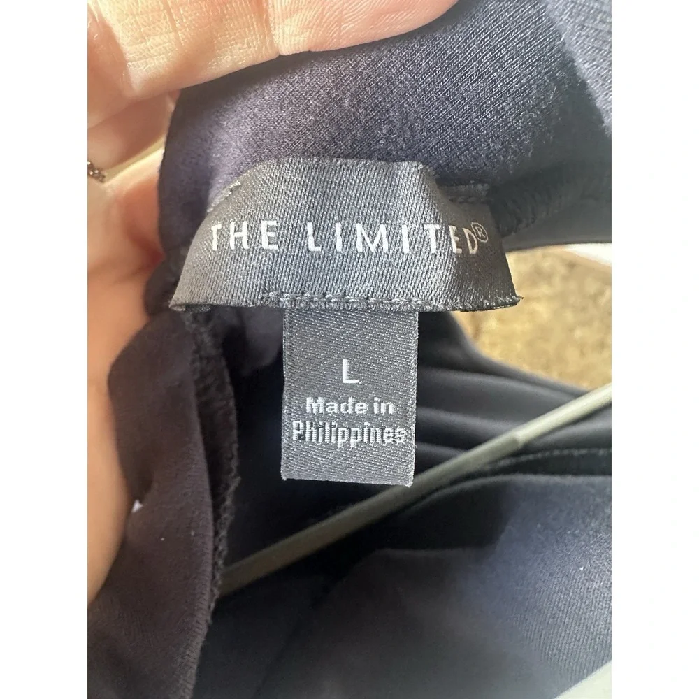 The Limited‎ Mock Neck Knit Jumpsuit Size L Wide Leg Drapey Stretch Blue